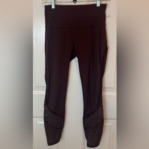 Lululemon Burgandy Leggings with Mesh Detail